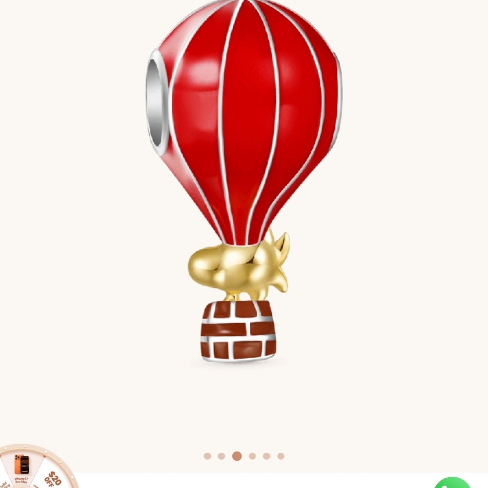 Peanuts Red and Gold Hot Air Balloon Bracelet Charm